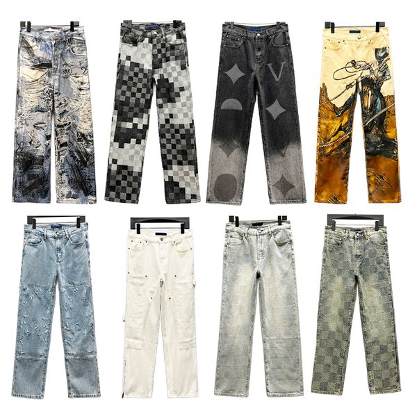 Jeans Designer Letter Trousers Luxury Fashion Long Pants Pipped Jeans Distressed Trousers Classic Loose Womens Mens Elasticity Button Zipper