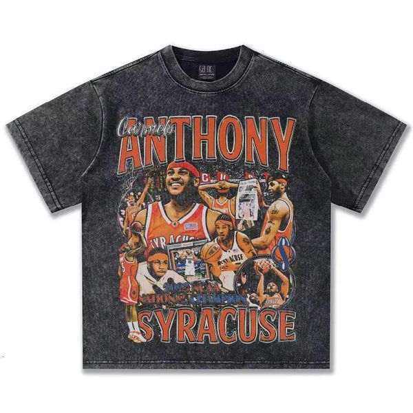 Spring Summer New Anthony Heavy American Direct Injection Oversized 100% Cotton Casual Unisex T-Shirt