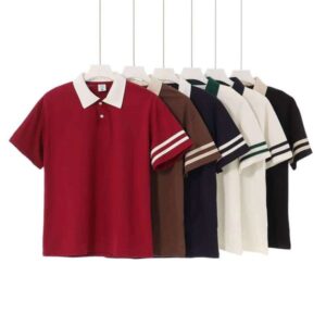 Summer Fashion College Style 210g 100% Cotton Short Sleeve Color Block T-Shirt