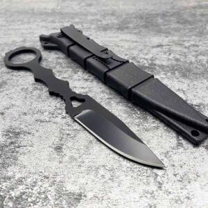 Fixed Blade Knife SOCP Hunting Camping Defensed Knife with K-ydex Clip, Lightweight Full-Tang Black