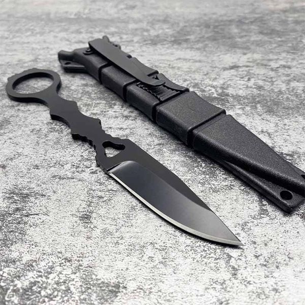 Fixed Blade Knife SOCP Hunting Camping Defensed Knife with K-ydex Clip, Lightweight Full-Tang Black