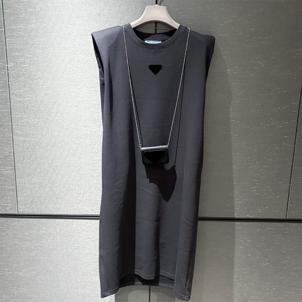 Design womens polo dress luxury logo loose sleeveless lapel dress Strap waist minimalist lady elegant