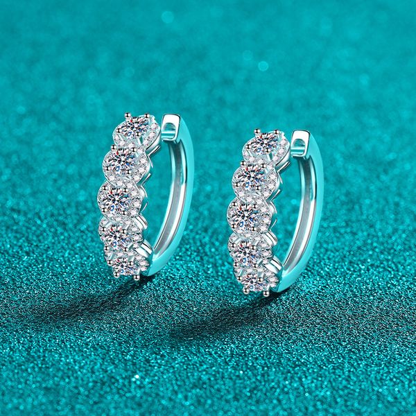 S925 Sterling Silver Moissanite Stud Earrings with Full Paved Design, Elegant and High-End Jewelry for Women, Perfect for Formal and Casual Wear