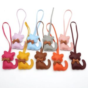 Cartoon-Inspired Creative Cat Shape Cushioned Bag Charm in Premium PU Material