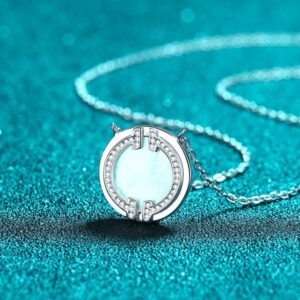 925 Sterling Silver Korean Ins Style Smile Pendant Necklace with Moissanite and Mother of Pearl Trendy TikTok Fashion Jewelry Wholesale