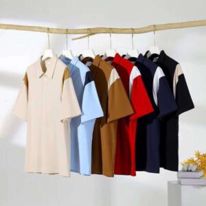 Summer New Color Block 250g 100% Cotton Casual Short Sleeve Men's T-Shirt
