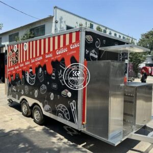 Mobile Food Truck Trailer Catering Cart Snow Cone Hamburger Trailer Fully Kitchen Street Restaurant Mobile Food Trailer