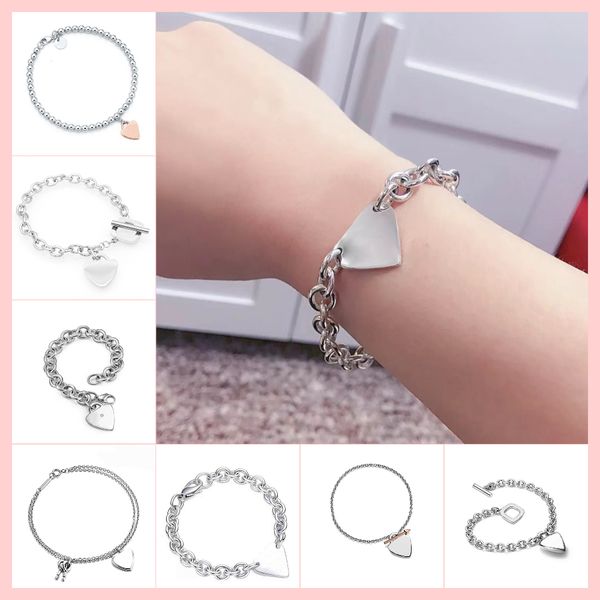 designer bracelet jewlery designer for women sterling silver jewelry 925 charm bracelet Stainless Steel Fashion Key heart bracelet luxury braclets gift nature