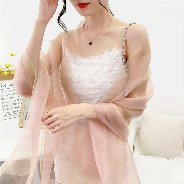 Double-layer organza silk and wool scarf - suitable for autumn and winter formal gowns and cheongsam shawls