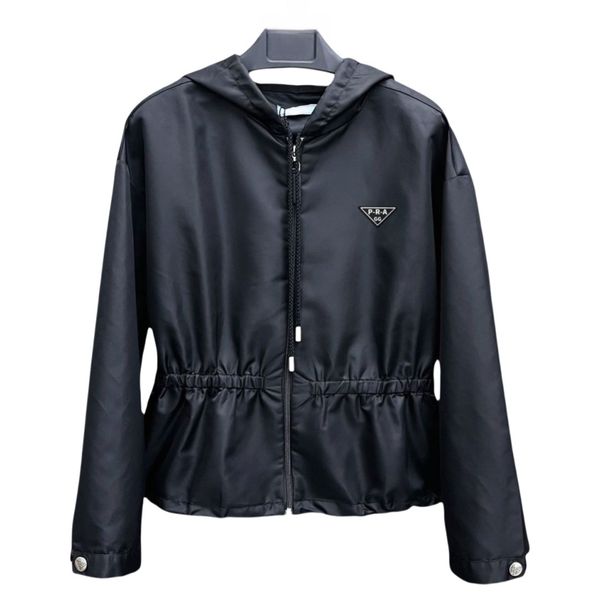 GG-P-R-A Classic Original Designer Women's Nylon Hooded Jackets Fashion Triangle Hooded Jacket Brands Black Zipper Casual Sports Zipper Windproof Waterproof Coats