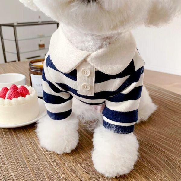 Summer Polo Shirt Puppy Clothes Bichon Frise Chihuahua Stripe Sweatshirt Dog Cooling Vest for Small and Medium Dogs c53