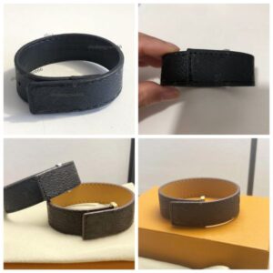 Luxury Leather Bracelet Bangle Black Womens with Silver Buckle Jewelry Men Women Christmas Bracelet Birthday Gift with Box