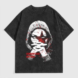 Men's Summer Loose High Street Printed Washed Vintage T-Shirt Large Size Short Sleeve