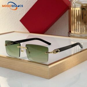 frameless rectangle polarized designer sunglasses for women cheetah adumbral gradient buff horn classic glasses luxury eyeglasses for men lunette de soleil 0272