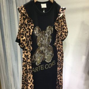 Chic Lady's Animal Design Little Bear Shoulder Detail Mid-Length Casual Shirt