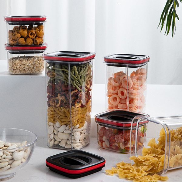 storage bottles jars household snack transparent preservation box withknob sealed lib nonstick food containers