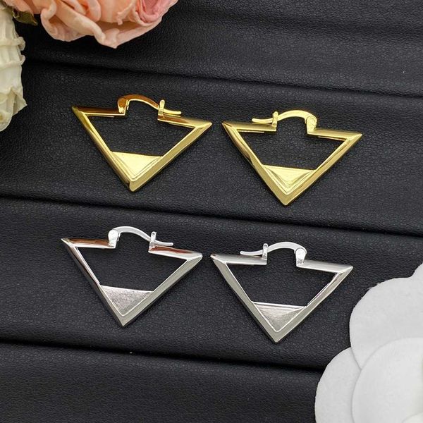 18K Gold Plated Triangle Designer Hoop Women Letter Geometric Luxury Women Earrings Wedding Jewelry