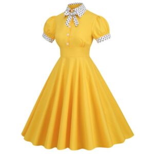 017-Yellow summer short dress for women