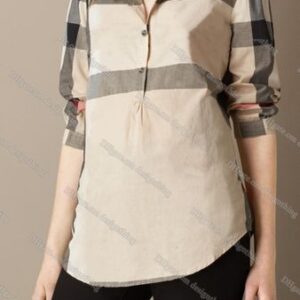 Ladies Fashion Shirts Plaid Striped Short Sleeve Blouses Button Down Tops for Office Casual Wear Designer Style Asian Size Elegant Look