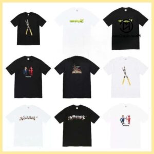 superme shirt Men's t shirt super American street fashion brand letter embroidery short sleeves men's pure cotton plus size sweat absorbing Y2K hip-hop asian size s-xl