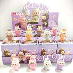 Resin Labubu plush pattern cute bead bag desktop decoration pendant 4cm mini doll keychain blind boxXJ250319