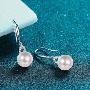 925 Sterling Silver Drop Earrings with Flawless Freshwater Pearls and Moissanite Dangles Direct Wholesale Popular Style