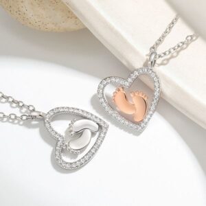 Romantic Tribute Necklace with Engraved Tiny Feet Design Perfect For Doting Mums