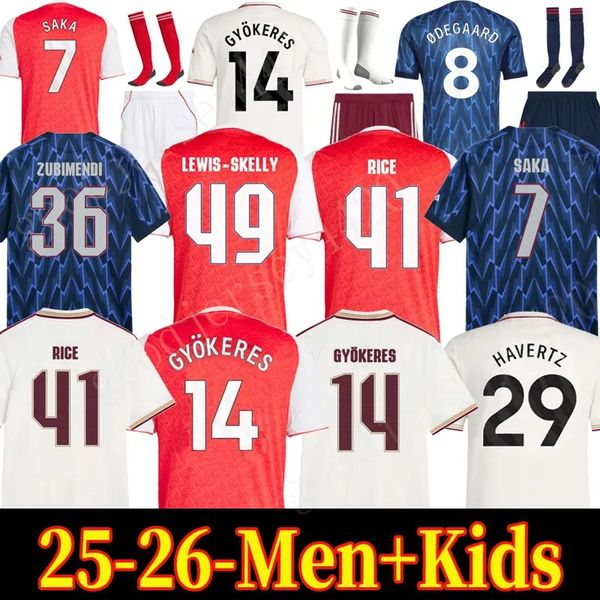 25 26 SAKA GYOKERES Soccer Jerseys ZUBIMENDI MADUEKE ODEGAARD RICE HAVERTZ NWANERI MARTINELLI Calafiori SALIBA TROSSARD Football Shirt Men Kids Child Kit shirts 01