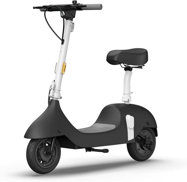 Electric Scooter with Seat 25 Miles Range 750W Motor 15.5 MPH Retro Electric Scooter for Adults 10 Vacuum Tires Detachable Battery Dual Brakes LED Display EA10A