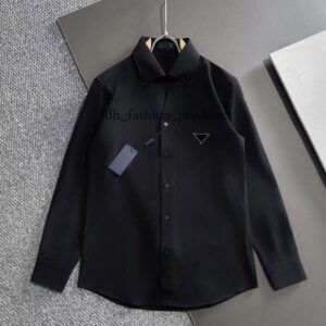 praded Designer men's shirt classic prafa men's long sleeved padel T-shirt men's polo shirt men's business casual shirt luxurious fabric simple style 740
