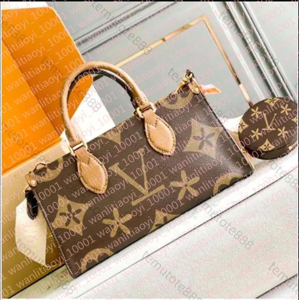 2pcs Designer Onthegoities Emed Black Flower Large Capacity On the go Leather The Tote Fashion Women Shoulder Bag Handbags Lady Crossbody Purse