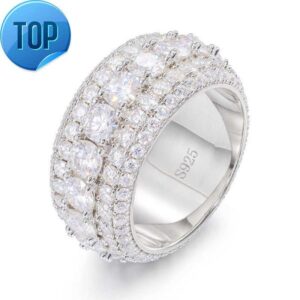Hip Hop Jewelry 925 Sterling Silver Pave VVS Moissanite Diamond Multi Layer Iced Out Wedding Ring For Men finger ring
