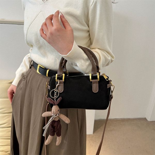 New Arrival 2025 Women's Stylish Shoulder Bag - Retro Wool Cylinder Purse, Compact Crossbody Handbag Hot Sale