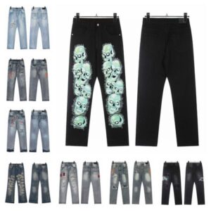 jeans Men's designer High Street Jeans Embroidered Pants Women's oversized ripped patch hole denim Fashion Slim