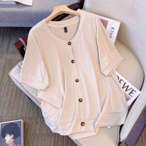 Plus size, knitted short sleeved women's new summer 240kg mm cool ice silk loose-shirt 3375