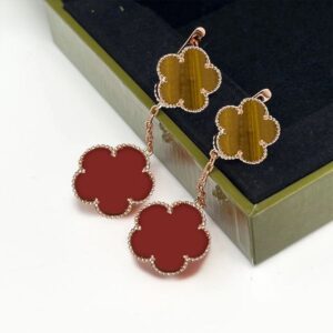 Womens Ear Cuff Earrings Stud Wedding Clover Elegant for Woman Steel Titanium Classic 11 Color Top Quality