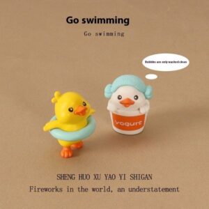 Charming Small Plastic Bathing Duck Sculpture Perfect Desk Accessory and Collectible Art Piece