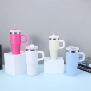 304 stainless steel 14oz thermos cup with straw handle Car cup Portable car ice shield cup