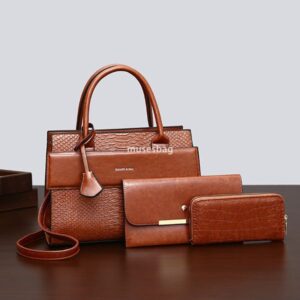 European and American women's high-end fashion trend retro fashion crocodile pattern multifunctional set three piece set versatile temperament and large capacity