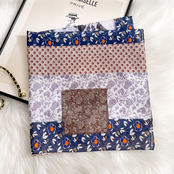 Spring Silk Cotton Blended Square Scarf --840697