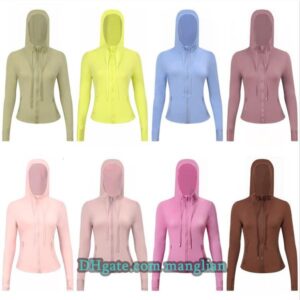 Women Yoga Jacket Wear Premium Designer Yoga hoody Hooded Active Jacket Fitness Running Gym Lightweight Breathable Fabric with Stylish Line Decoration Sportswear