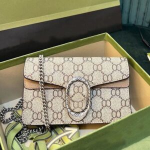 Designer Bag with Box Shoulder Bag Crossbody Underarm Bag Brown Print High Quality Leather Date Code Metal Chain Classic Small Square Ophidia Luxury Bag 10A Top.1