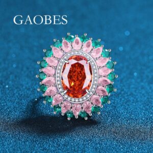 Chic Ladies' Accessory Stylishly Designed 925 SS Ring Incorporating Resplendent Synthetic Rubies of Six Carets Alongside Lustrous Pearl Shapes