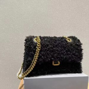 Designer shoulder bag women's wool brand messenger bag metallic sequin letter luxury hourglass bag handbag