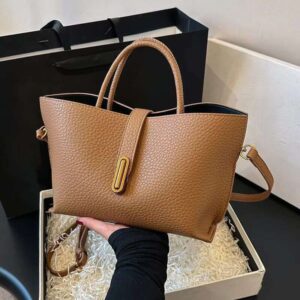 DHGargets Trendy PU Leather Tote Handbag Retro Style Crossbody Shoulder Bag with Strap for Work Shopping Everyday Use
