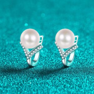 925 Sterling Silver Natural Freshwater Pearl Ear Hooks, Moissanite Earrings for Women, PT950 Gold Plated, Fashionable High-End Jewelry, Wholesale In Stock
