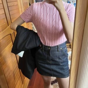 Women T-Shirt Designer Pony Embroidered Knit Tee Cotton Slim Fit Short Sleeve Button Cardigan Style Top