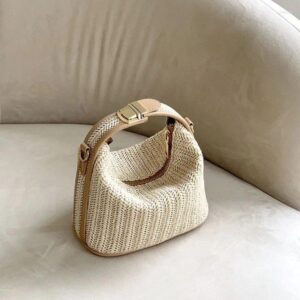 Woven hot Beige Grass Crossbody – Boho Chic Summer Beach Shoulder Bag for Women, Crochet Straw Travel Purse