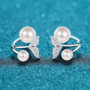 New S925 Sterling Silver Mermaid Tail Earrings with Freshwater Pearls and Moissanite Stones Two-Wear Fashion Jewelry for Women