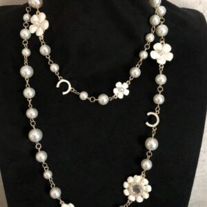 Designer Necklace Brand Pearl Flower Pendant Women Long Chain Party Wedding Gift Gold Plated Jewelry